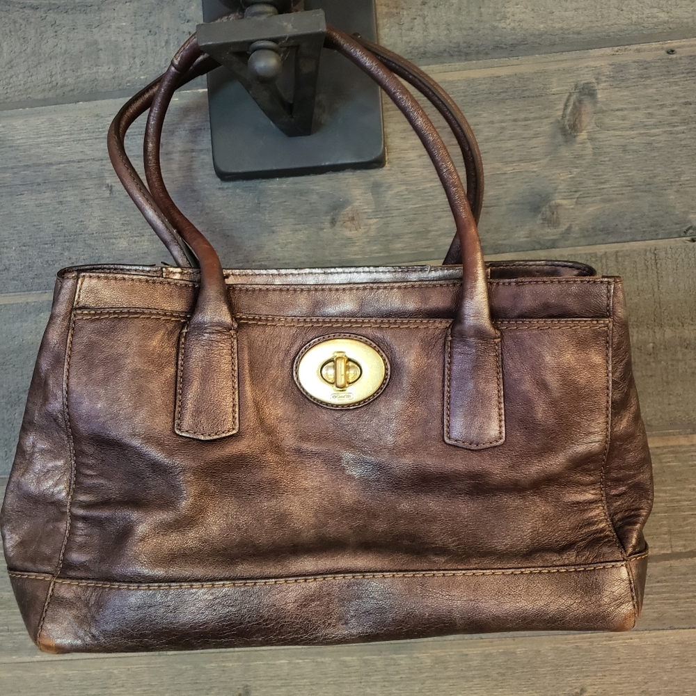 Coach Madeline bronze Metallic brown leather Satchel bag